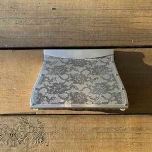 NWT Wendy Stevens Silver Lace Clutch